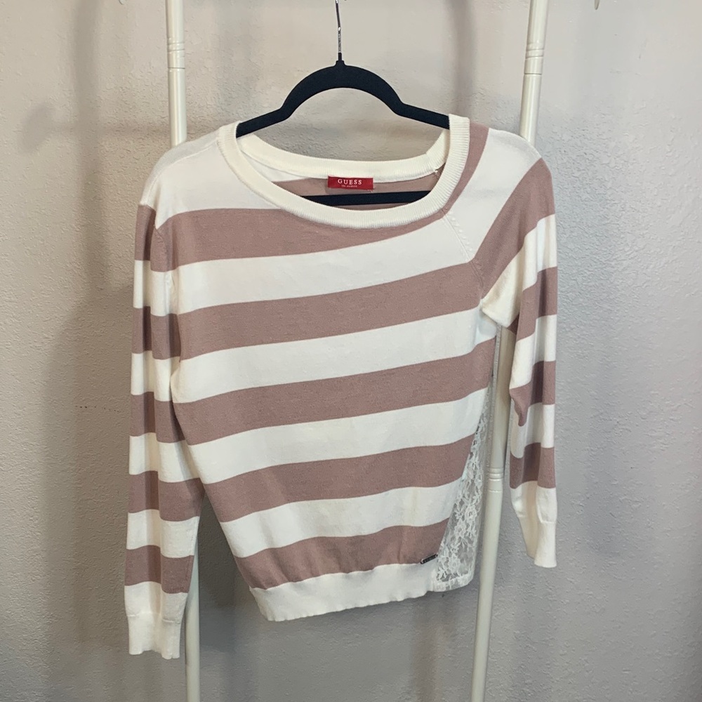 Guess‎ Cream and Tan Knit Sweater